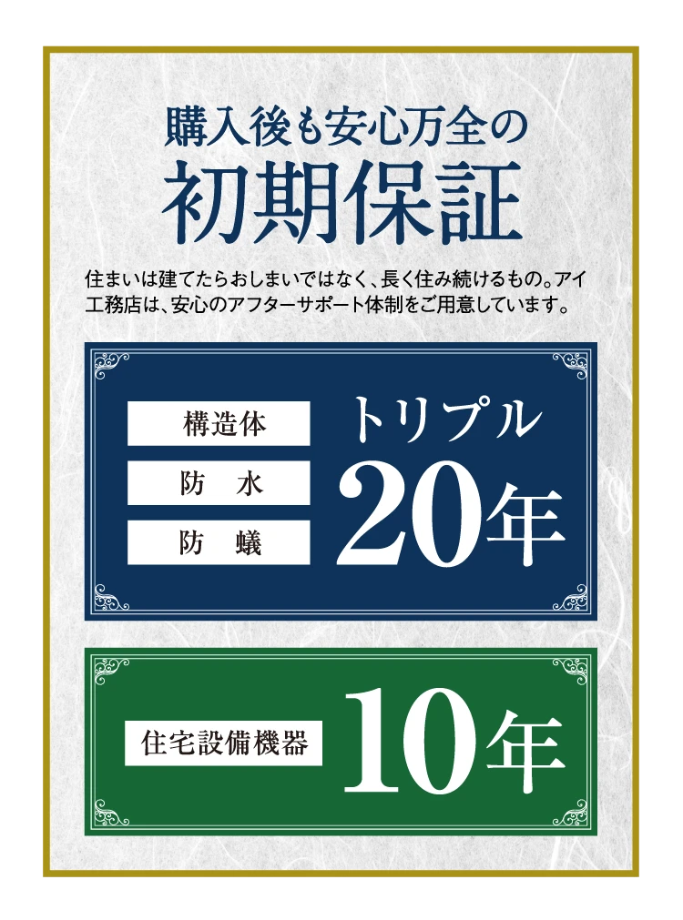 購入後も安心万全の初期保証